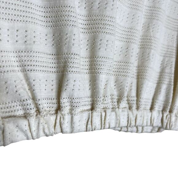 Madewell #AN461 Women Size Small Pointelle Knit Short Sleeve Crop Top Beige Cap - Picture 10 of 10